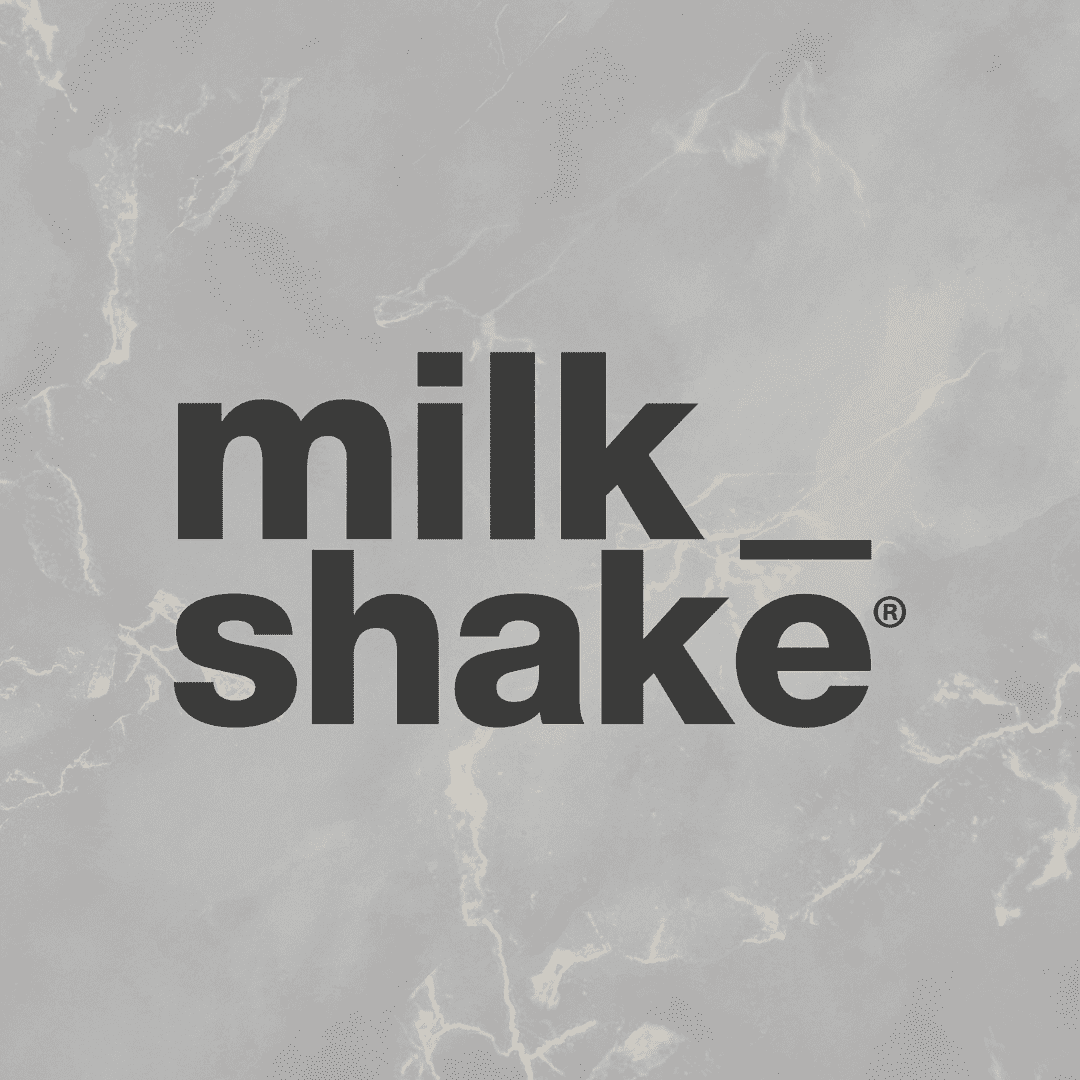 Milkshake logo on a marble-textured background.